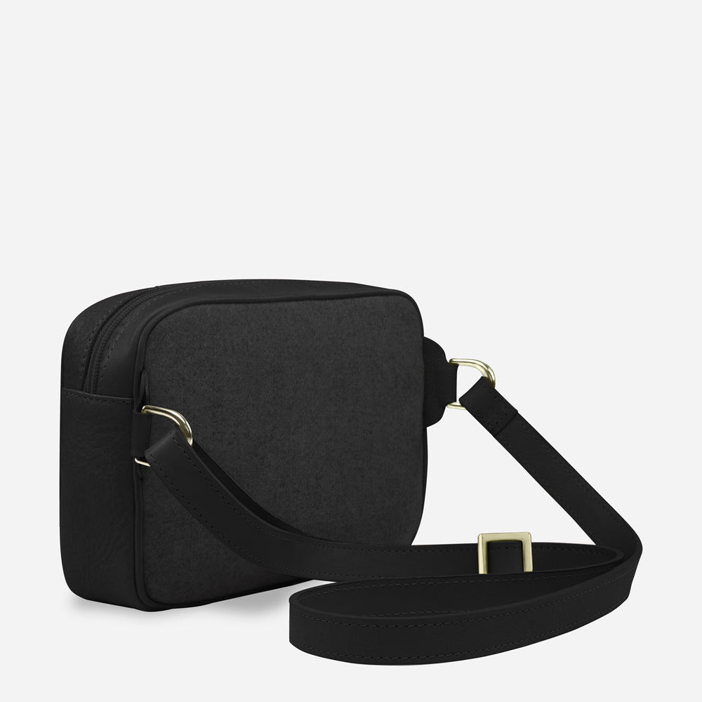 Italian Wool Cross Body Bag in Black