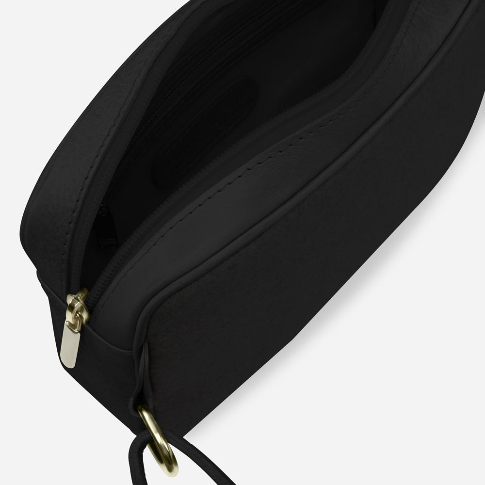 Italian Wool Cross Body Bag in Black