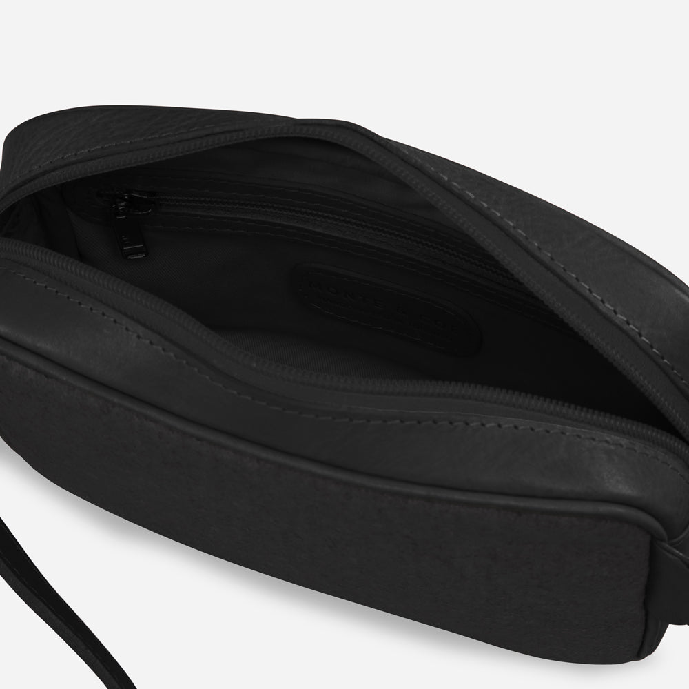 Italian Wool Cross Body Bag in Black