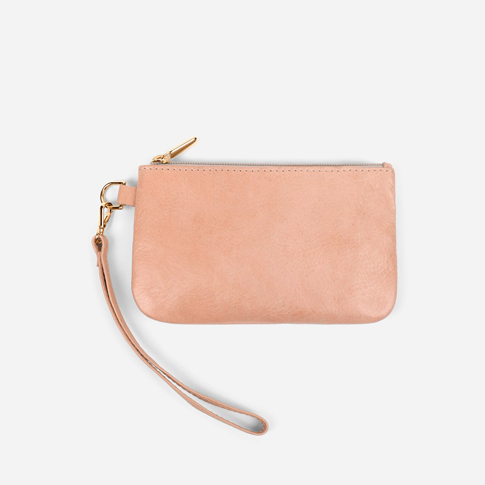 Leather Wristlet in Natural