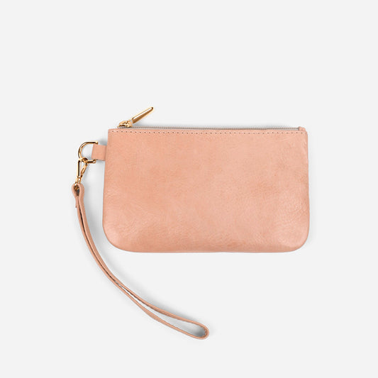 Leather Wristlet in Natural