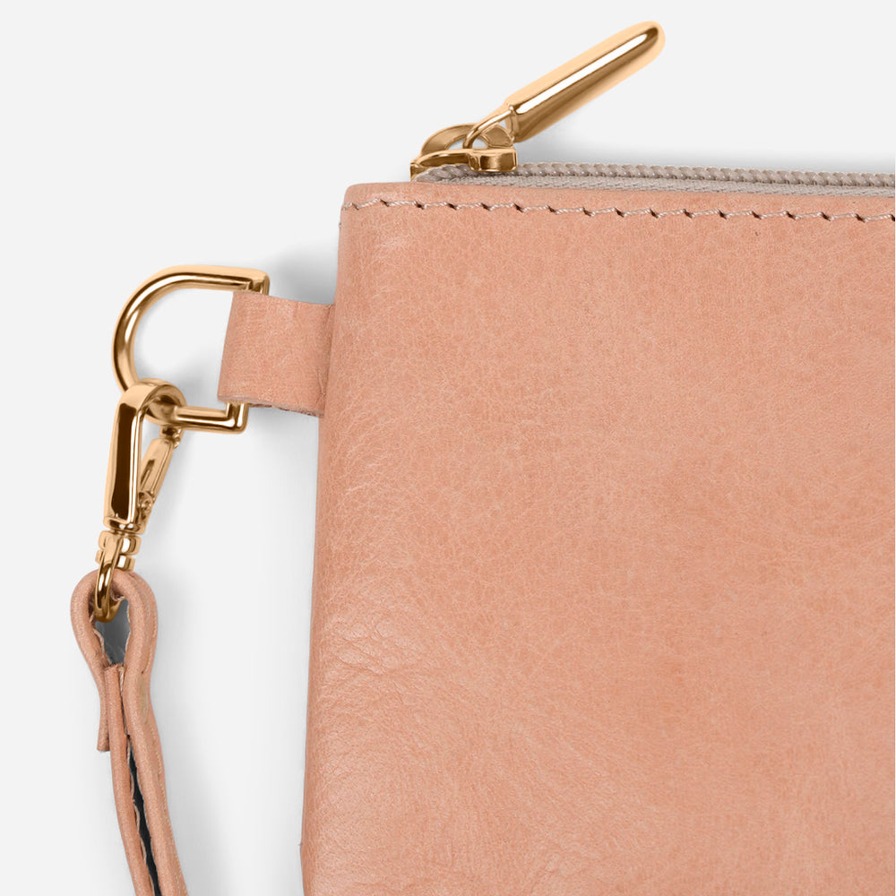 Leather Wristlet in Natural