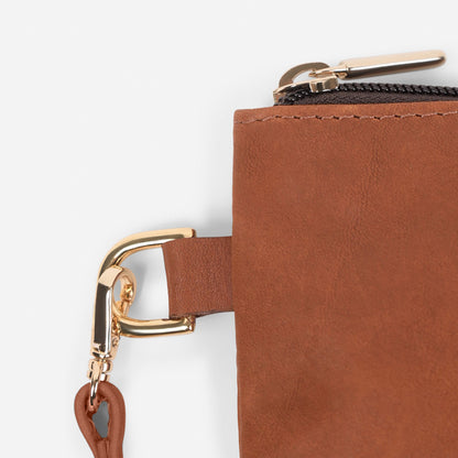 Leather Wristlet in Cognac