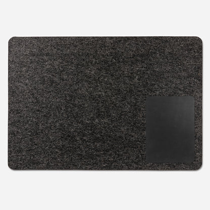 Merino Wool Desk Mat & Leather Mouse Pad in Black
