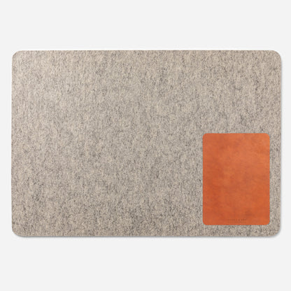 Merino Wool Desk Mat & Leather Mouse Pad in Cognac