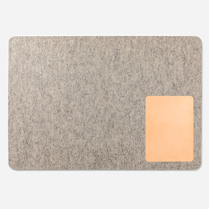 Merino Wool Desk Mat & Leather Mouse Pad in Natural