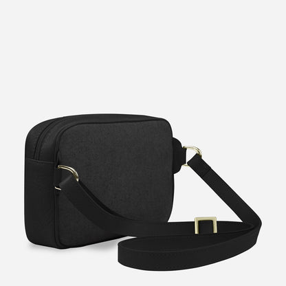 Italian Wool Cross Body Bag in Black