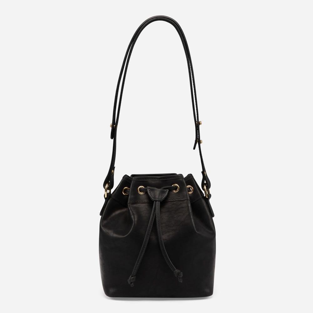 Leather Bucket Bag in Black