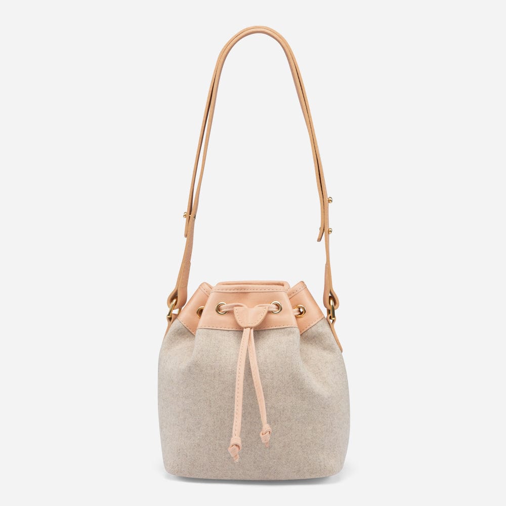 Italian Wool Bucket Bag in Nude