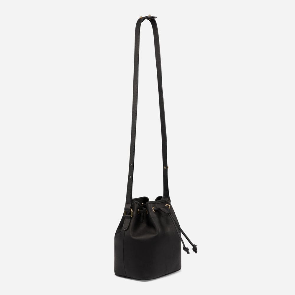 Leather Bucket Bag in Black