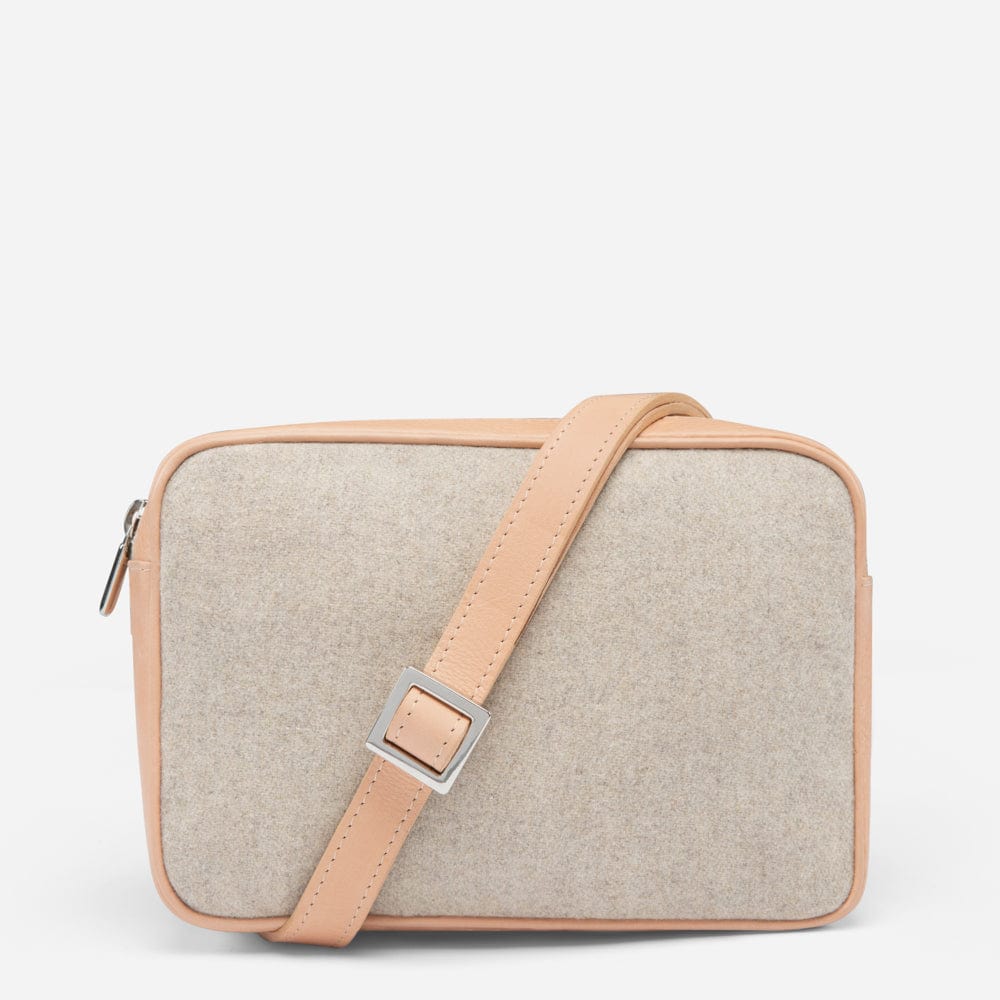 Italian Wool Cross Body Bag in Natural