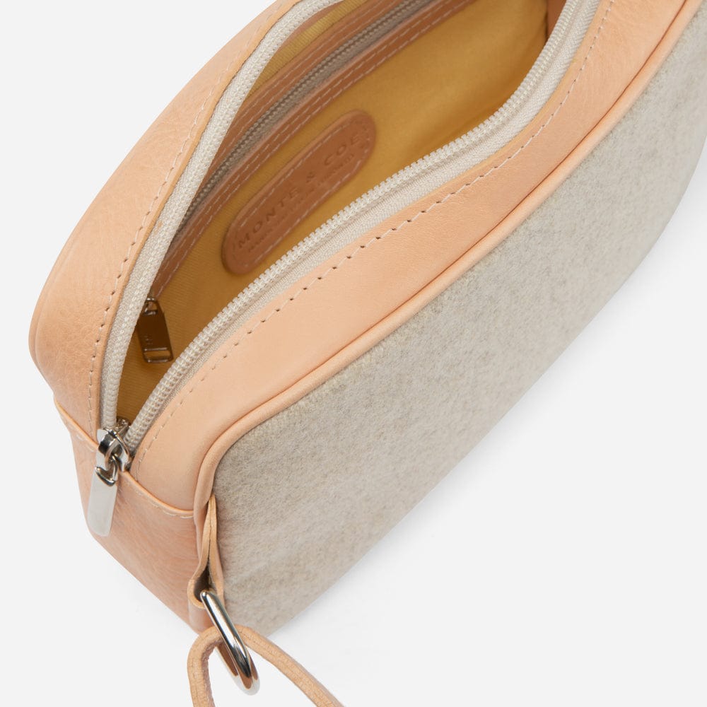 Italian Wool Cross Body Bag in Natural