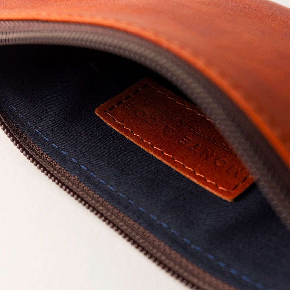 Leather Wristlet in Cognac