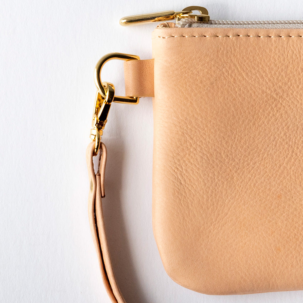 Leather Wristlet in Natural