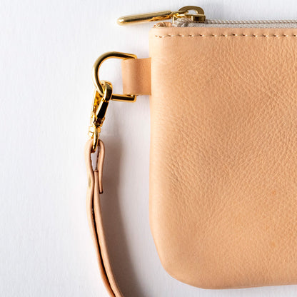 Leather Wristlet in Natural
