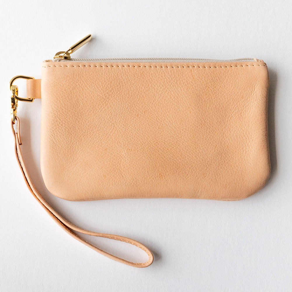 Leather Wristlet in Natural
