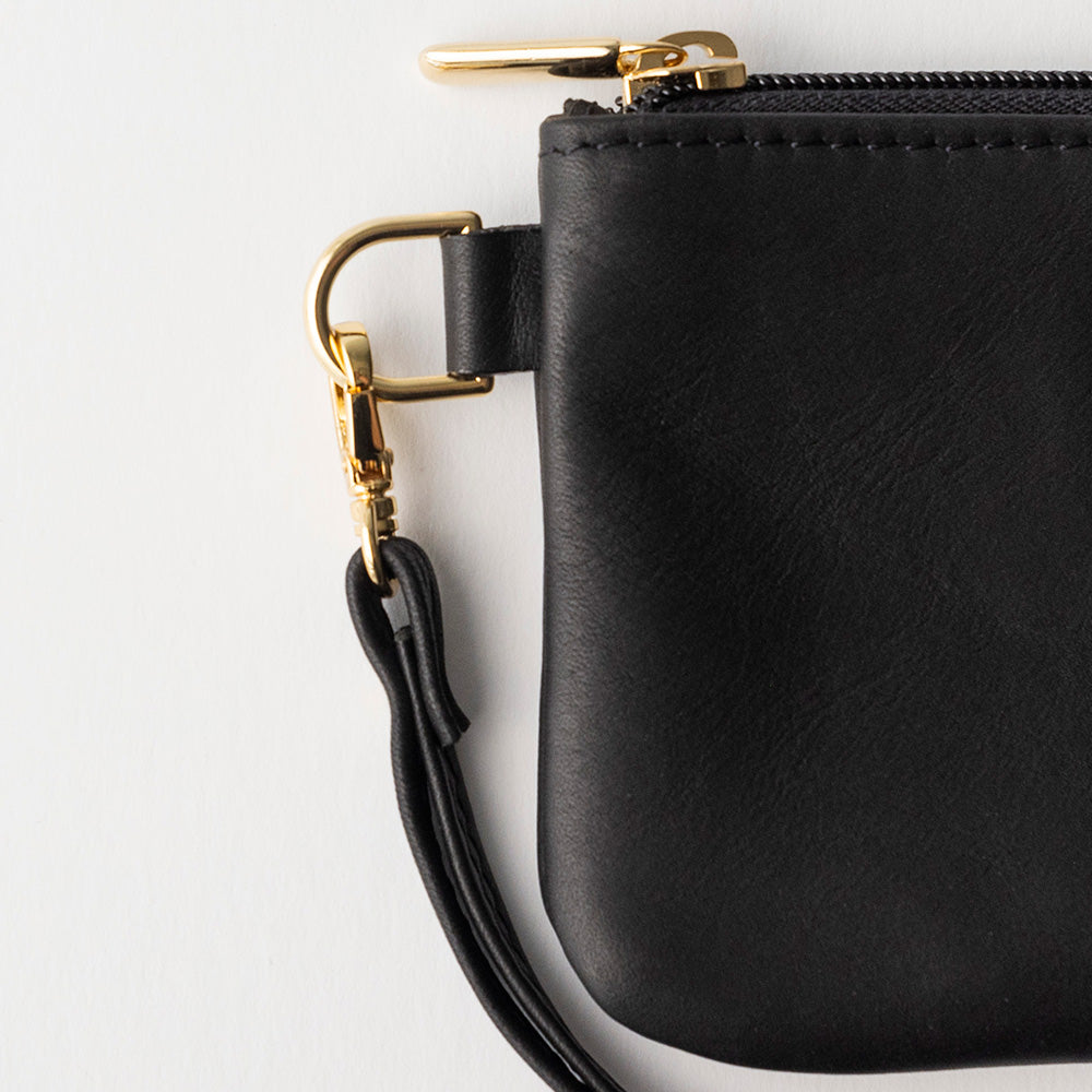 Leather Wristlet in Black