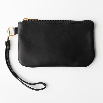 Leather Wristlet in Black