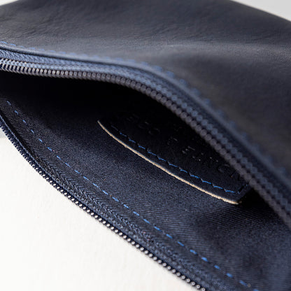 Leather Wristlet in Navy