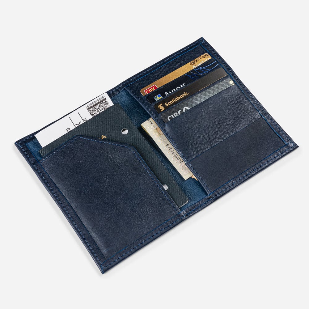 Leather Passport Wallet in Navy