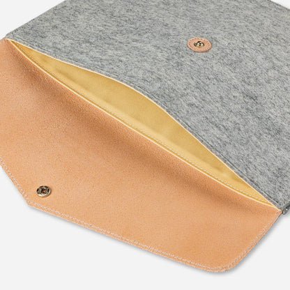 Merino Wool Laptop Folio in Light Grey & Nude
