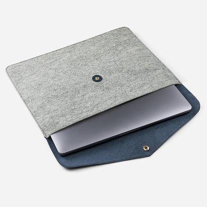 Merino Wool Laptop Folio in Light Grey & Navy