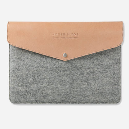 Merino Wool Laptop Folio in Light Grey & Nude