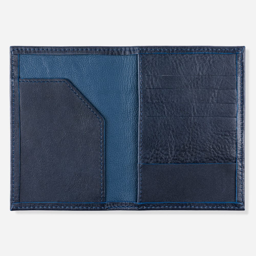 Leather Passport Wallet in Navy