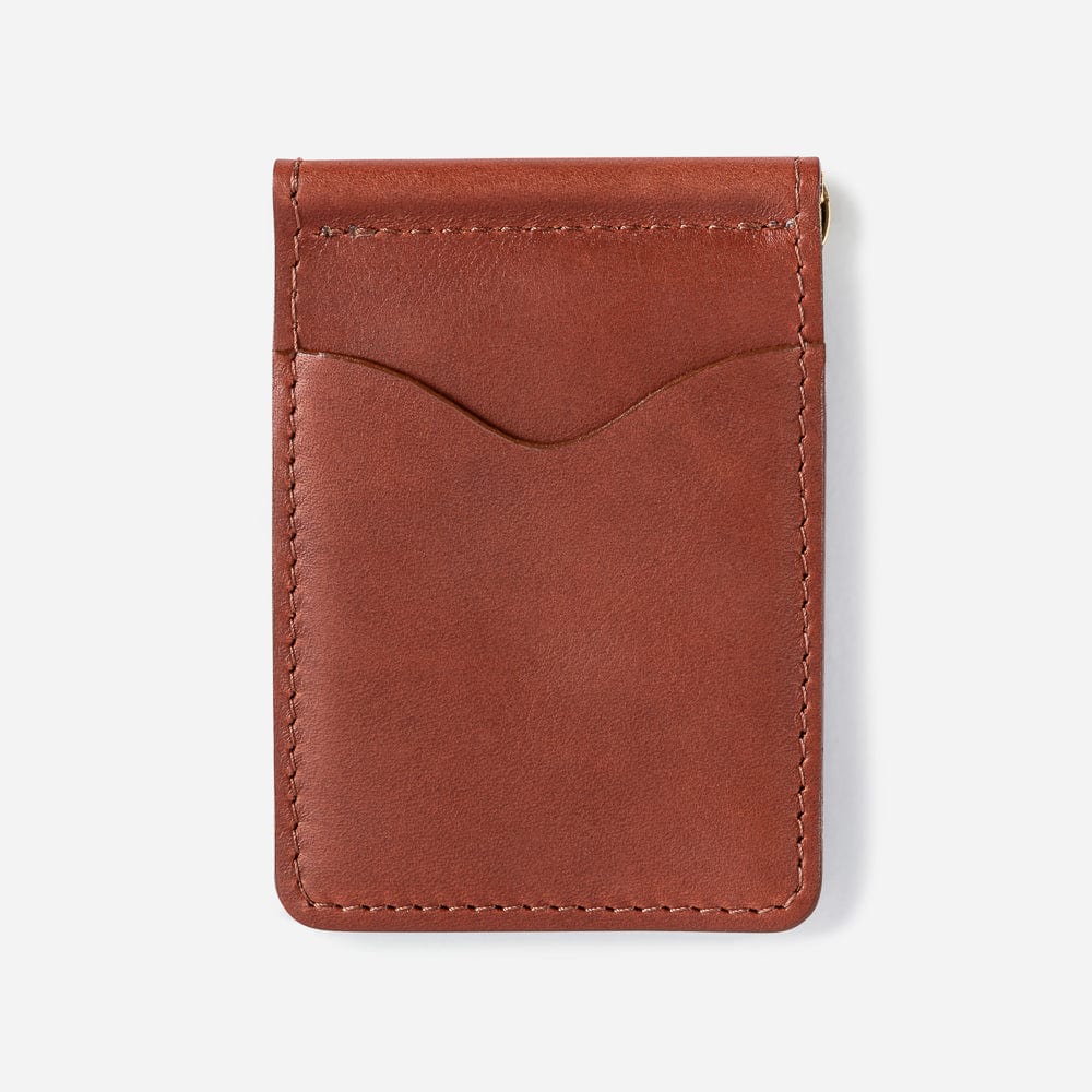 Leather Wallet with Money Clip in Cognac