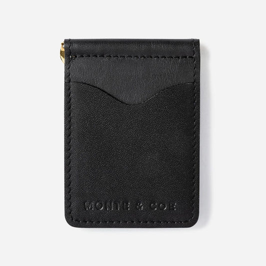 Leather Wallet with Money Clip in Black