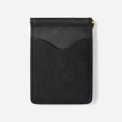 Leather Wallet with Money Clip in Black