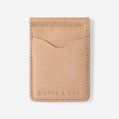 Leather Wallet with Money Clip in Nude