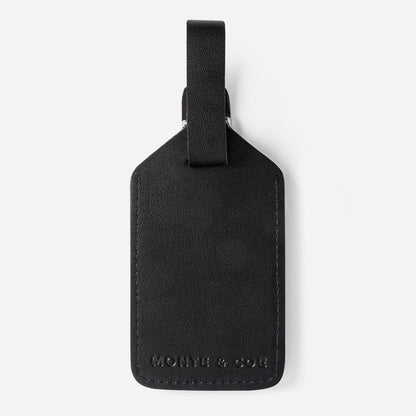 Leather Luggage Tag in Black