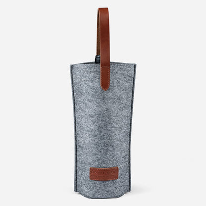 Merino Wool Wine Tote in Grey & Cognac