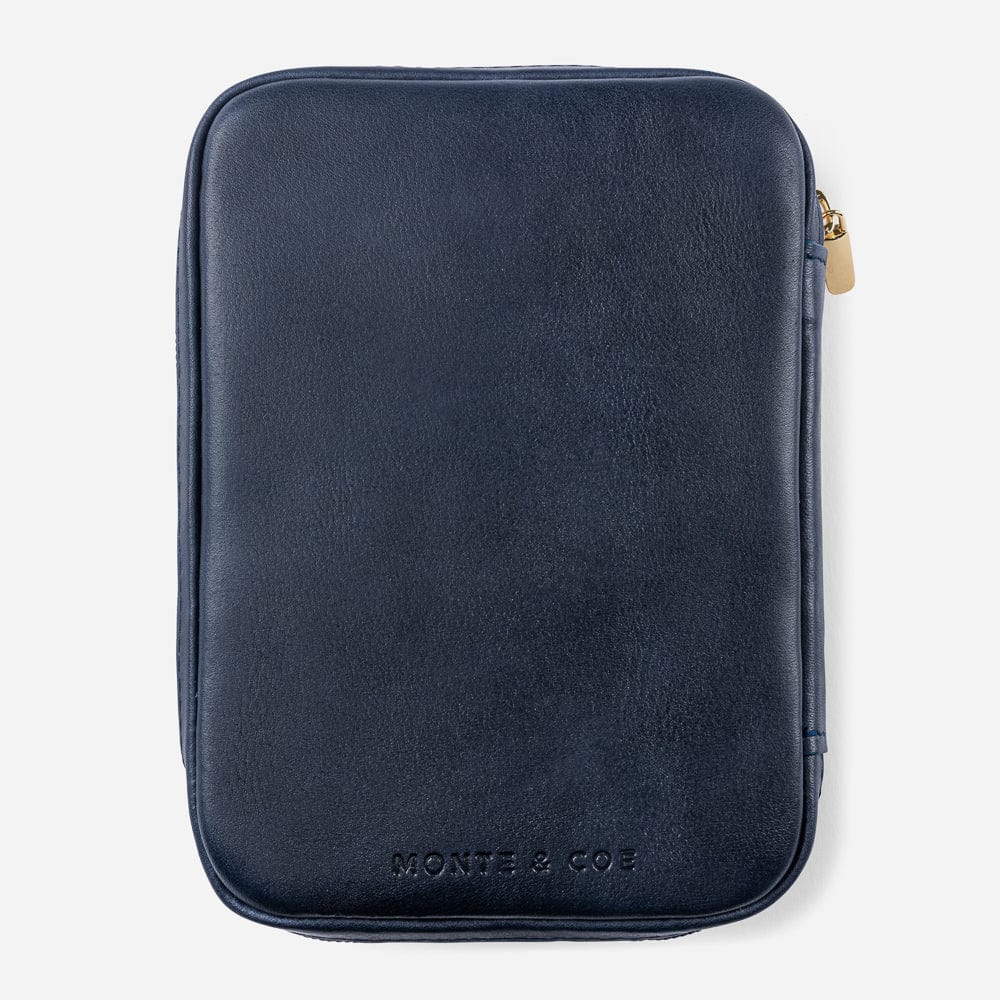 Leather Mini Folio in Navy