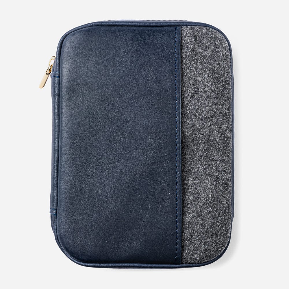 Leather Mini Folio in Navy