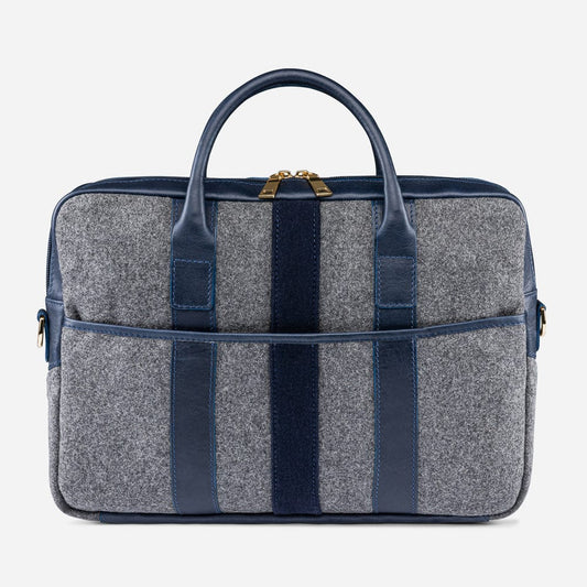 Italian Wool Briefcase in Grey & Navy