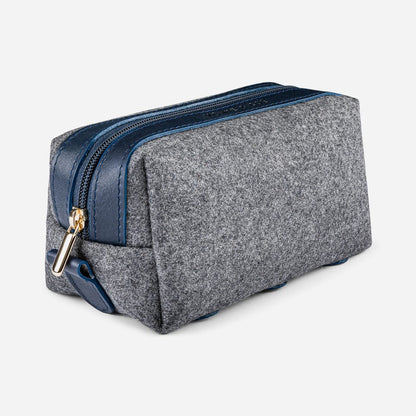 Italian Wool Dopp Kit in Grey & Navy