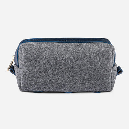 Italian Wool Dopp Kit in Grey & Navy