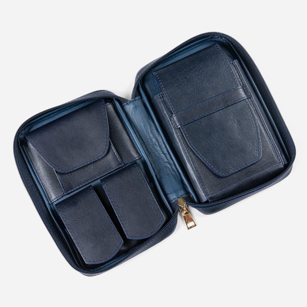 Leather Cigar Case in Navy