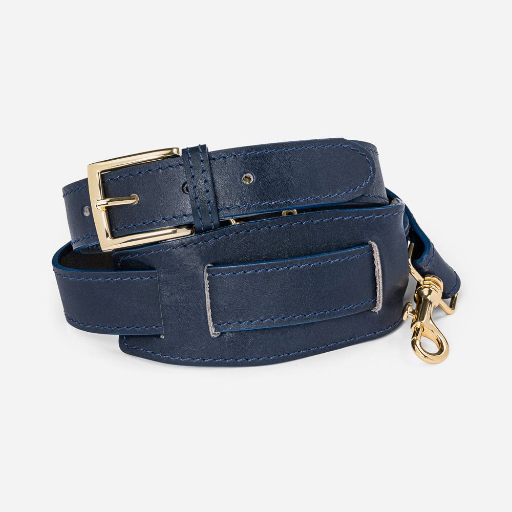 Leather Weekender in Navy