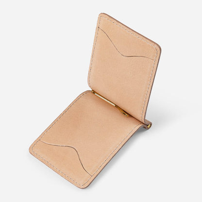 Leather Wallet with Money Clip in Nude